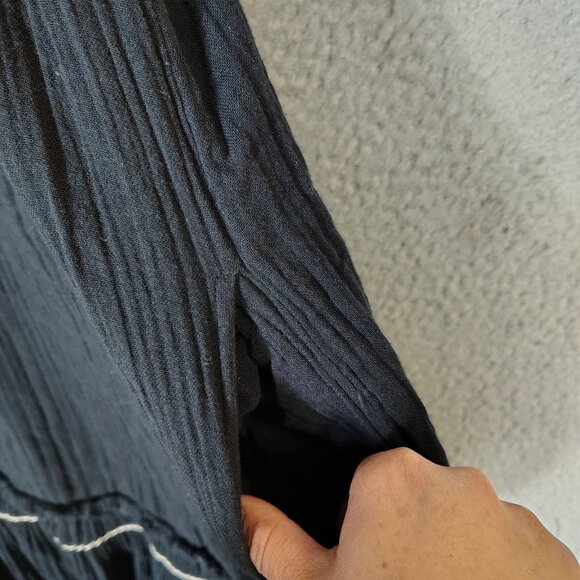 Free People I'm The One Maxi Dress Women's Medium Black Flounce Smocked Boho - Picture 11 of 12